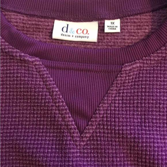 SWEATSHIRT 1X denim&co. Purple, Fleecy inside. Long sleeve crewneck - Picture 4 of 8